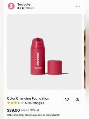 NWT - Smooche Color Changing Foundation